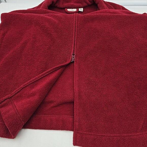LL Bean Women’s Winter‎ Fleece Robe Grandma Country warm Zip Front Red Size M - Picture 9 of 10